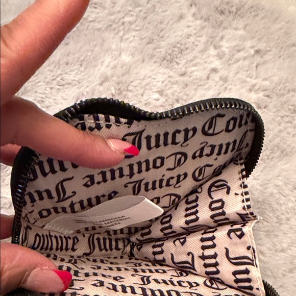 Juicy Couture Black Heart Wristlet with Rhinestone Logo - Picture 3 of 3